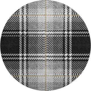 Piper Looms Mayfield Plaid AMF935 Black Machine Washable Area Rug Round Main Image