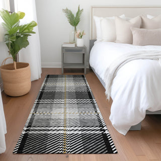 Piper Looms Mayfield Plaid AMF935 Black Machine Washable Area Rug Runner Lifestyle Image Feature