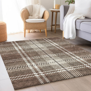 Piper Looms Mayfield Plaid AMF935 Brown Machine Washable Area Rug Lifestyle Image Feature