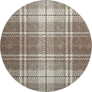 Piper Looms Mayfield Plaid AMF935 Brown Machine Washable Area Rug Round Main Image