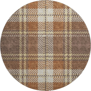 Piper Looms Mayfield Plaid AMF935 Chocolate Machine Washable Area Rug Round Main Image