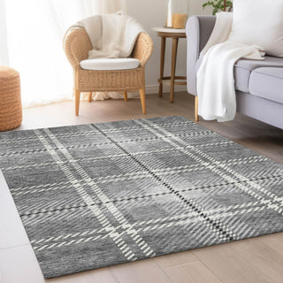 Piper Looms Mayfield Plaid AMF935 Gray Machine Washable Area Rug Lifestyle Image Feature