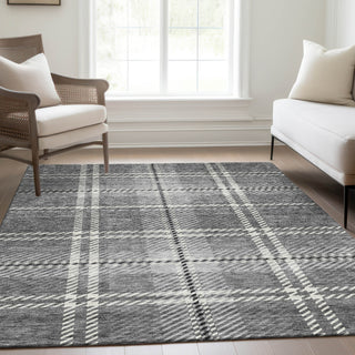 Piper Looms Mayfield Plaid AMF935 Gray Machine Washable Area Rug Lifestyle Image Feature