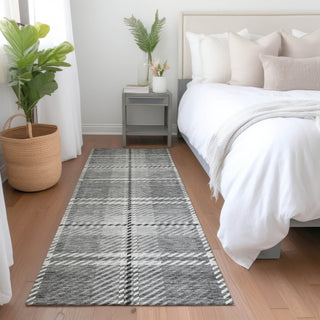 Piper Looms Mayfield Plaid AMF935 Gray Machine Washable Area Rug Runner Lifestyle Image Feature