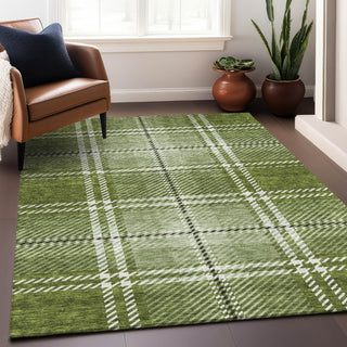 Piper Looms Mayfield Plaid AMF935 Green Machine Washable Area Rug Lifestyle Image Feature