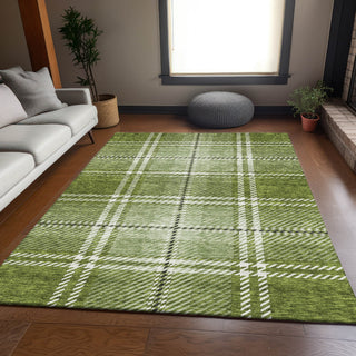 Piper Looms Mayfield Plaid AMF935 Green Machine Washable Area Rug Lifestyle Image Feature
