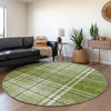Piper Looms Mayfield Plaid AMF935 Green Machine Washable Area Rug Round Lifestyle Image Feature
