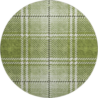 Piper Looms Mayfield Plaid AMF935 Green Machine Washable Area Rug Round Main Image