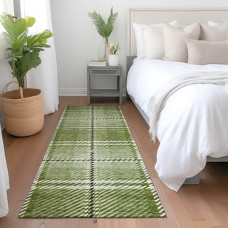 Piper Looms Mayfield Plaid AMF935 Green Machine Washable Area Rug Runner Lifestyle Image Feature