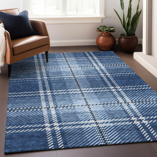 Piper Looms Mayfield Plaid AMF935 Navy Machine Washable Area Rug Lifestyle Image Feature