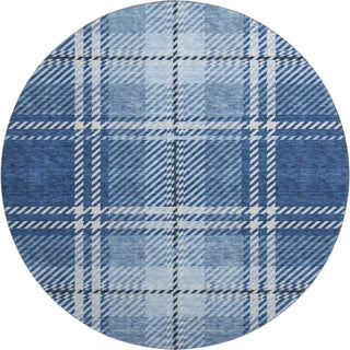 Piper Looms Mayfield Plaid AMF935 Navy Machine Washable Area Rug Round Main Image