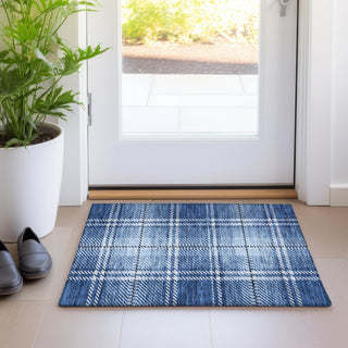 Piper Looms Mayfield Plaid AMF935 Navy Machine Washable Area Rug Scatter Lifestyle Image Feature