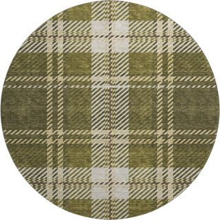 Piper Looms Mayfield Plaid AMF935 Olive Machine Washable Area Rug Round Main Image