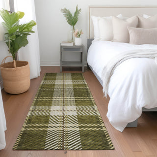 Piper Looms Mayfield Plaid AMF935 Olive Machine Washable Area Rug Runner Lifestyle Image Feature