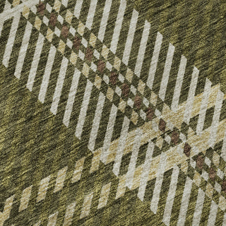 Piper Looms Mayfield Plaid AMF935 Olive Machine Washable Area Rug Swatch Image
