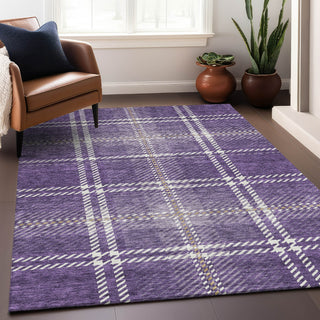 Piper Looms Mayfield Plaid AMF935 Purple Machine Washable Area Rug Lifestyle Image Feature