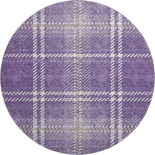 Piper Looms Mayfield Plaid AMF935 Purple Machine Washable Area Rug Round Main Image