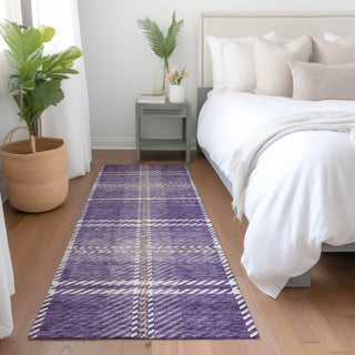 Piper Looms Mayfield Plaid AMF935 Purple Machine Washable Area Rug Runner Lifestyle Image Feature