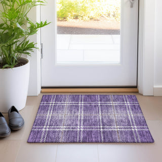 Piper Looms Mayfield Plaid AMF935 Purple Machine Washable Area Rug Scatter Lifestyle Image Feature