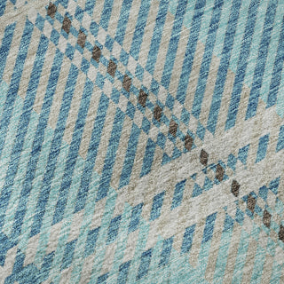 Piper Looms Mayfield Plaid AMF935 Teal Machine Washable Area Rug Swatch Image