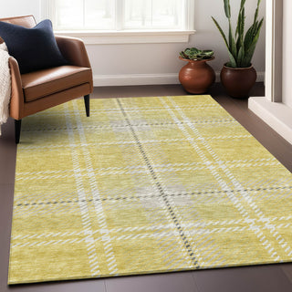 Piper Looms Mayfield Plaid AMF935 Yellow Machine Washable Area Rug Lifestyle Image Feature