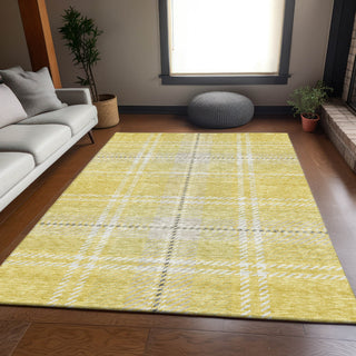 Piper Looms Mayfield Plaid AMF935 Yellow Machine Washable Area Rug Lifestyle Image Feature