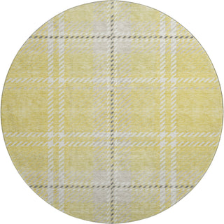 Piper Looms Mayfield Plaid AMF935 Yellow Machine Washable Area Rug Round Main Image