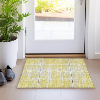 Piper Looms Mayfield Plaid AMF935 Yellow Machine Washable Area Rug Scatter Lifestyle Image Feature