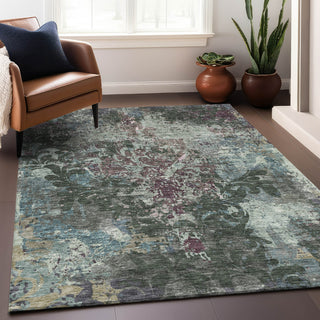 Piper Looms Mayfield Damask AMF936 Fern Machine Washable Area Rug Lifestyle Image Feature