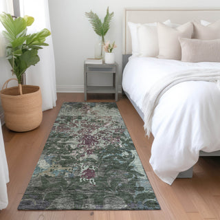 Piper Looms Mayfield Damask AMF936 Fern Machine Washable Area Rug Runner Lifestyle Image Feature