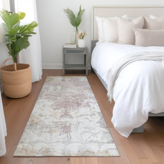Piper Looms Mayfield Damask AMF936 Ivory Machine Washable Area Rug Runner Lifestyle Image Feature