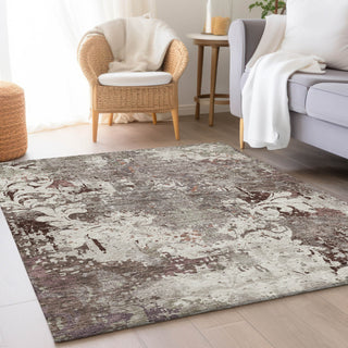 Piper Looms Mayfield Damask AMF936 Taupe Machine Washable Area Rug Lifestyle Image Feature