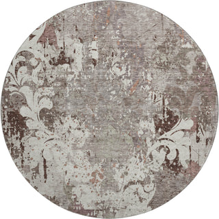 Piper Looms Mayfield Damask AMF936 Taupe Machine Washable Area Rug Round Main Image
