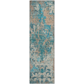 Piper Looms Mayfield Damask AMF936 Teal Machine Washable Area Rug Runner Main Image