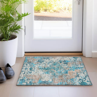 Piper Looms Mayfield Damask AMF936 Teal Machine Washable Area Rug Scatter Lifestyle Image Feature