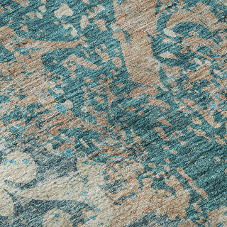 Piper Looms Mayfield Damask AMF936 Teal Machine Washable Area Rug Swatch Image