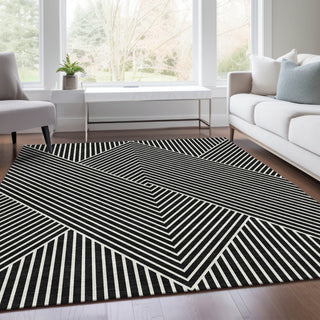 Piper Looms Mayfield Geometric AMF937 Black Machine Washable Area Rug Lifestyle Image Feature