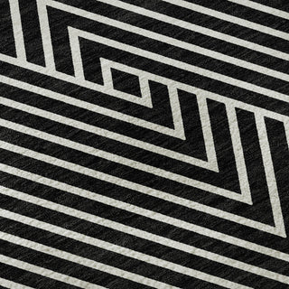 Piper Looms Mayfield Geometric AMF937 Black Machine Washable Area Rug Swatch Image