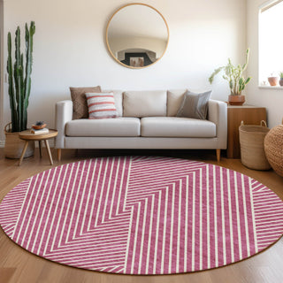 Piper Looms Mayfield Geometric AMF937 Blush Machine Washable Area Rug Round Lifestyle Image Feature