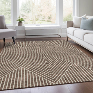 Piper Looms Mayfield Geometric AMF937 Brown Machine Washable Area Rug Lifestyle Image Feature