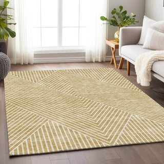 Piper Looms Mayfield Geometric AMF937 Gold Machine Washable Area Rug Lifestyle Image Feature
