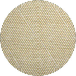 Piper Looms Mayfield Geometric AMF937 Gold Machine Washable Area Rug Round Main Image