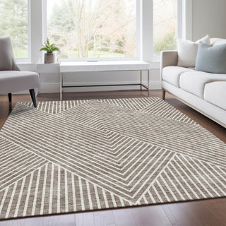 Piper Looms Mayfield Geometric AMF937 Taupe Machine Washable Area Rug Lifestyle Image Feature