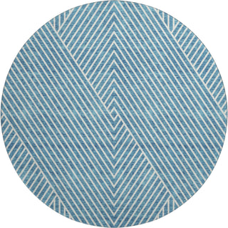 Piper Looms Mayfield Geometric AMF937 Teal Machine Washable Area Rug Round Main Image