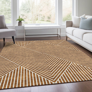 Piper Looms Mayfield Geometric AMF937 Terracotta Machine Washable Area Rug Lifestyle Image Feature