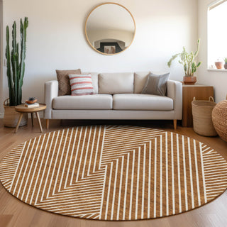 Piper Looms Mayfield Geometric AMF937 Terracotta Machine Washable Area Rug Round Lifestyle Image Feature