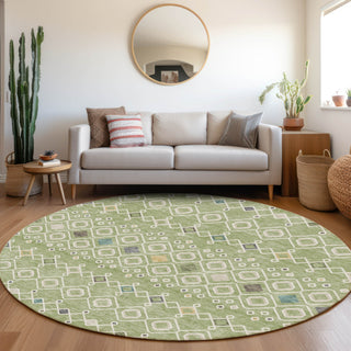 Piper Looms Mayfield Southwest AMF938 Aloe Machine Washable Area Rug Round Lifestyle Image Feature