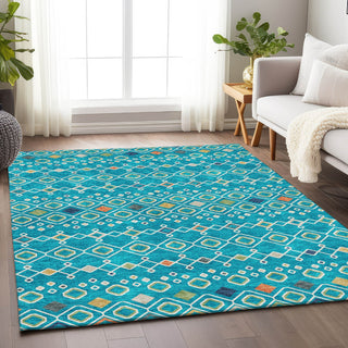 Piper Looms Mayfield Southwest AMF938 Teal Machine Washable Area Rug Lifestyle Image Feature