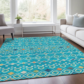 Piper Looms Mayfield Southwest AMF938 Teal Machine Washable Area Rug Lifestyle Image Feature