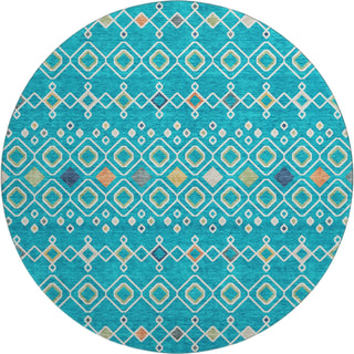 Piper Looms Mayfield Southwest AMF938 Teal Machine Washable Area Rug Round Main Image